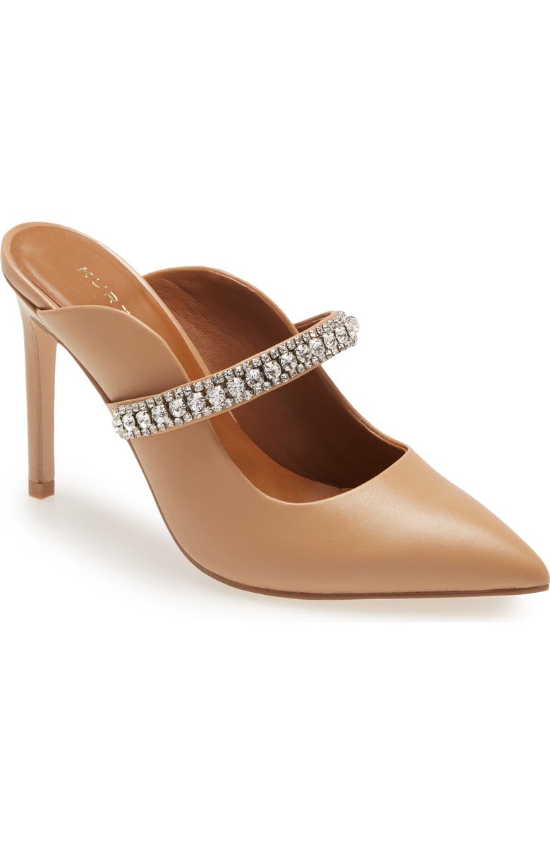 Kurt Geiger London Duke Crystal Strap Pointed Toe Mule, Main, color, Camel