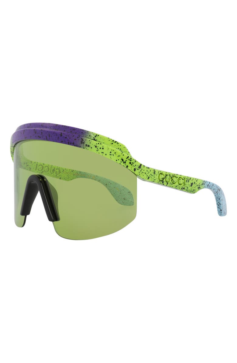 Gucci 99mm Shield Sunglasses, Alternate, color, Green Green Green