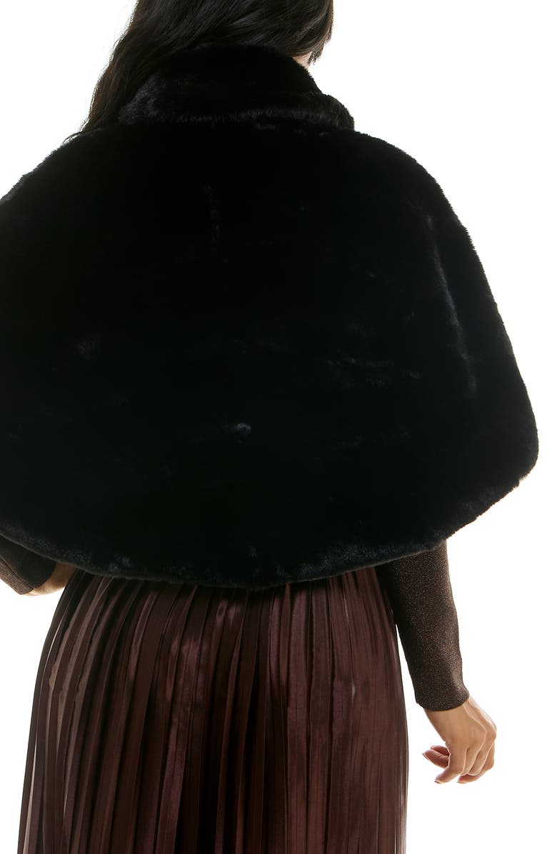 Nina Leonard Faux Fur Capelet, Alternate, color, Black/Black