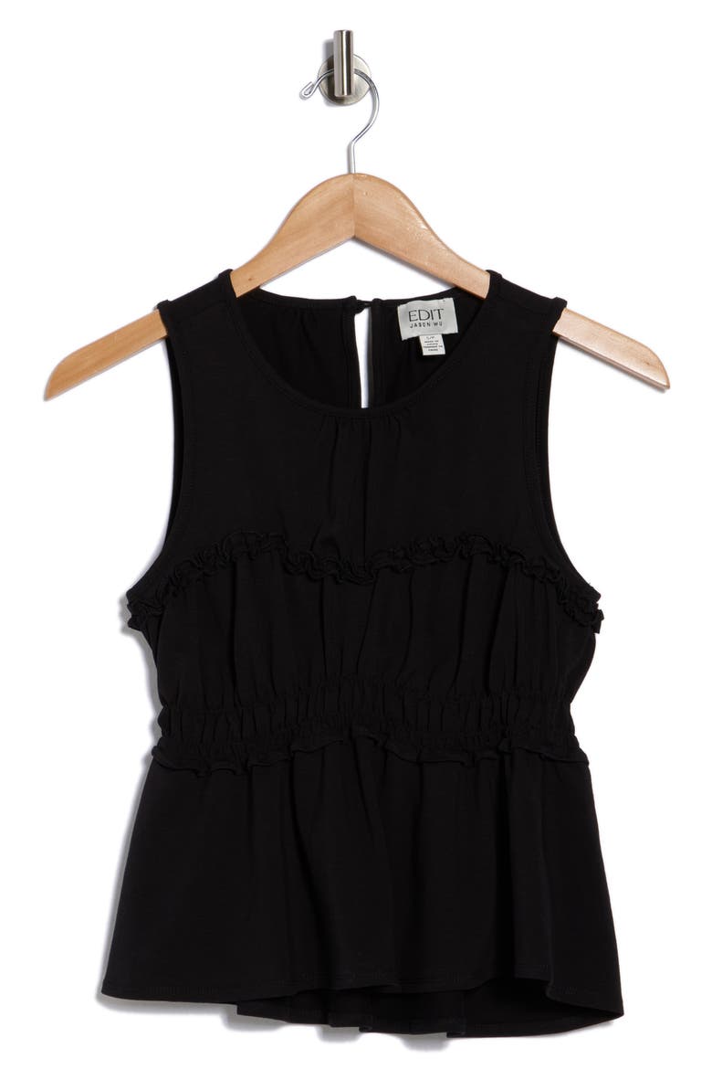 Shirred Babydoll Top, Alternate, color, BLACK