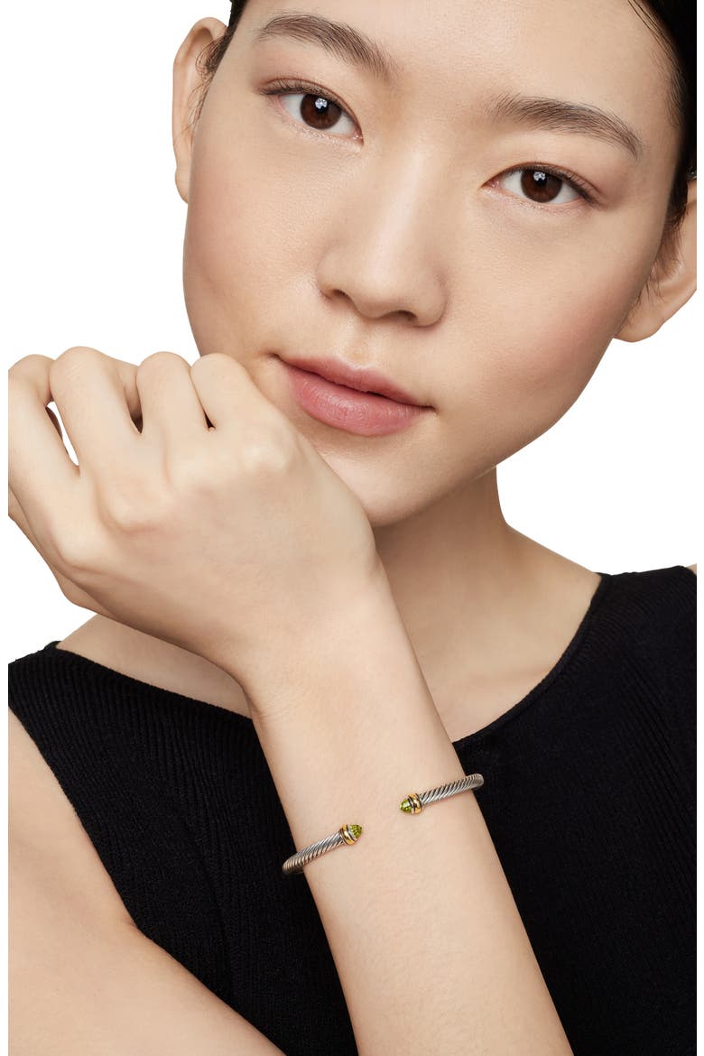 Cable Classic Bracelet with 18K Gold & Semiprecious Stones, 4mm, Alternate, color, PERIDOT