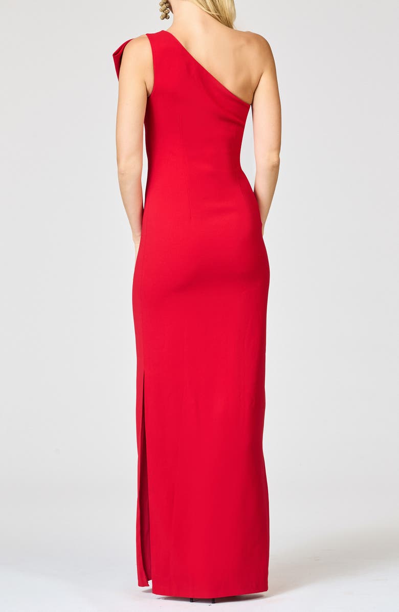 Sachin & Babi Cosette Bow One-Shoulder Column Gown, Alternate, color, Cardinal