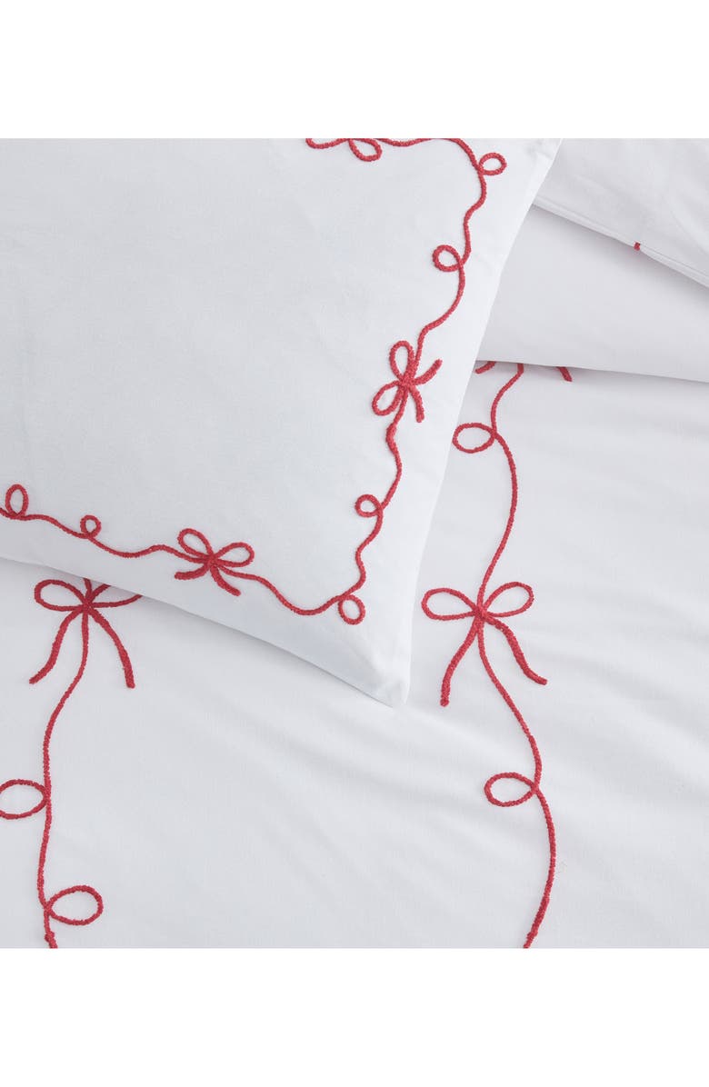 Peri Home Sasha Bows Duvet Cover & Sham Set, Alternate, color, Chili Red