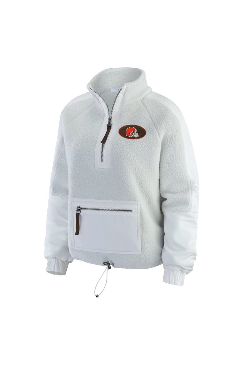 Women's WEAR by Erin Andrews White Cleveland Browns Polar Fleece Half-Zip Jacket, Alternate, color, White