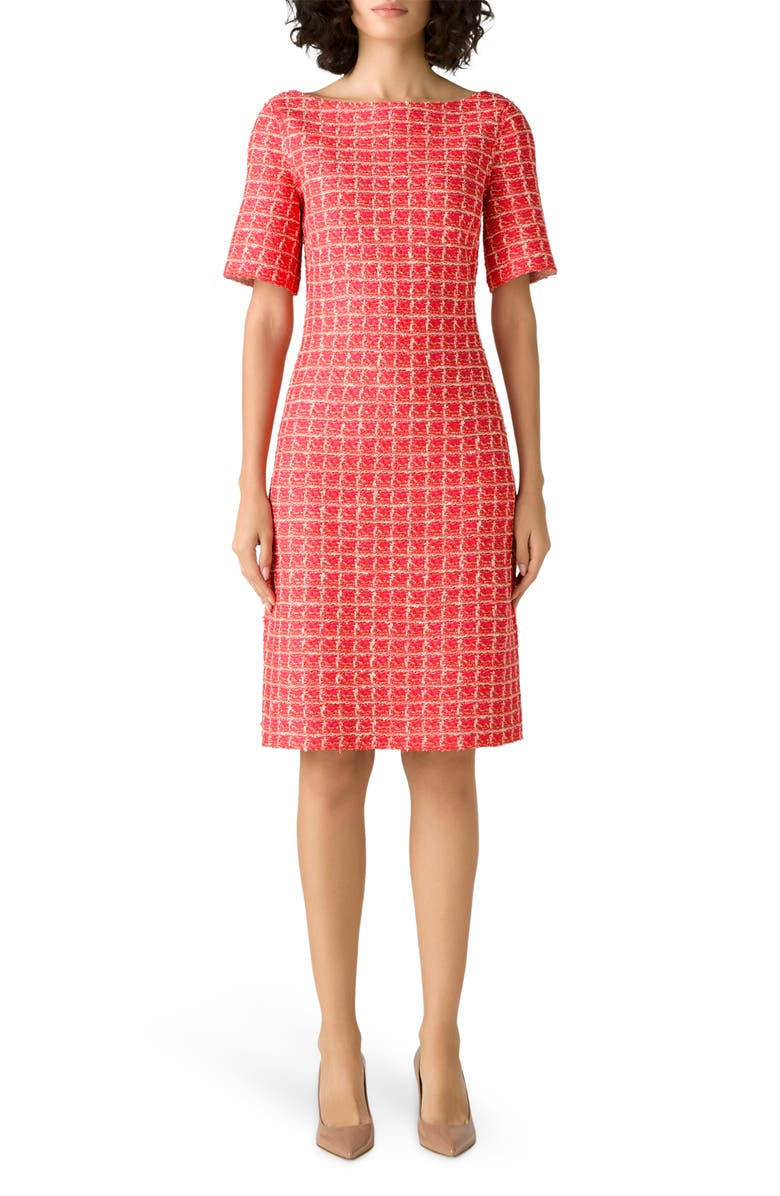 St. John Collection Windowpane Tweed Knit Dress, Main, color,