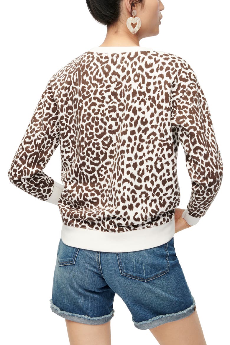 Leopard Cotton Crewneck Sweatshirt, Alternate, color, LANA LEOPARD DUSTY TAUPE