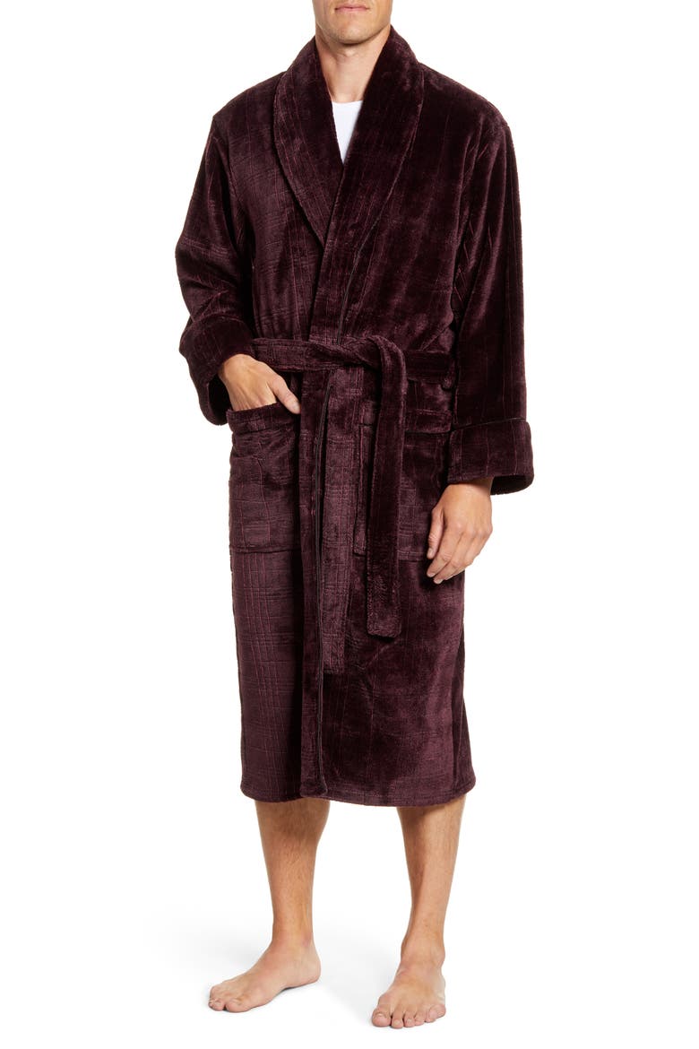 Heather Jacquard Robe, Main, color, WINE