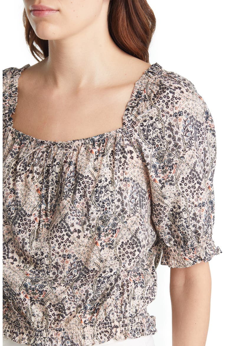 Elise Floral Print Puff Sleeve Top, Alternate, color, ECRU MLTI