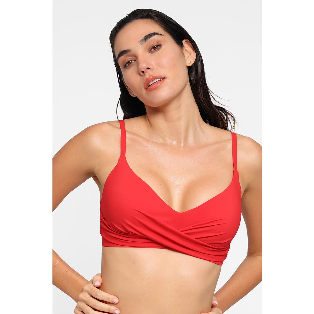 Popilush Shapewear Bust-enhancing Draped Bikini Top In Watermelon