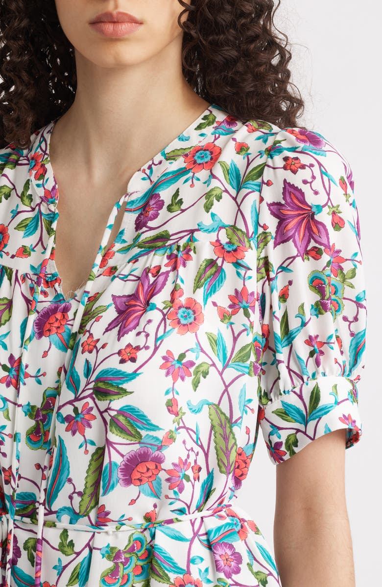 Julia Jordan Floral Print Short Sleeve Dress, Alternate, color, White Multi