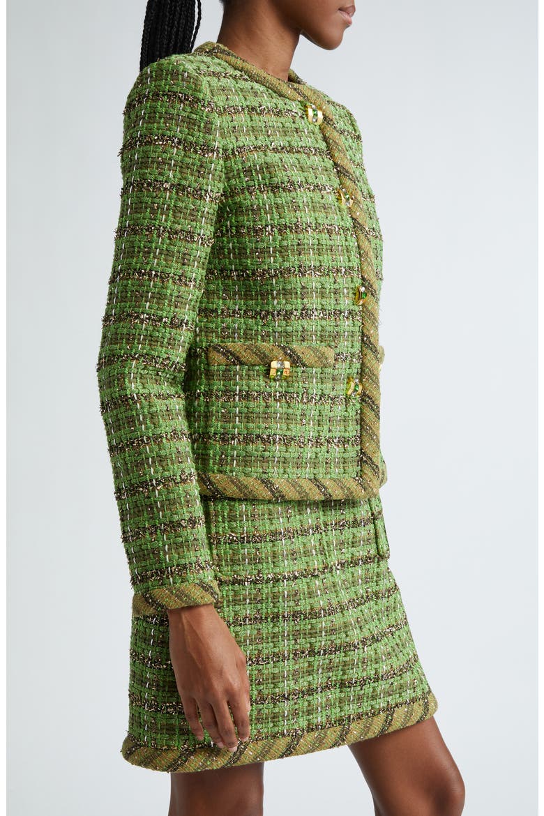 Metallic Eyelash Tweed Jacket, Alternate, color, CYMS CYPRESS/MOSS MULTI