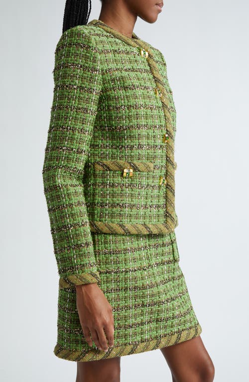 St John St. John Collection Metallic Eyelash Tweed Jacket In Green