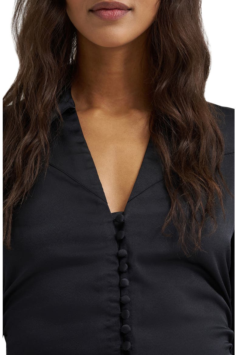 Cinched Button Down Shirt, Alternate, color, BLACK