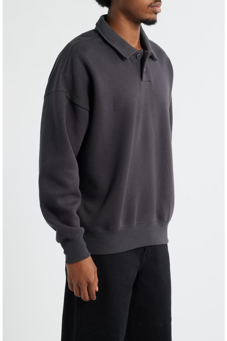 Polo Fleece Sweatshirt, Alternate, color, BLACK FADED