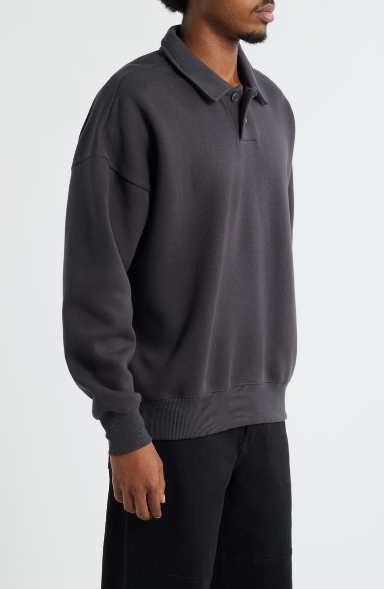 BP. Polo Fleece Sweatshirt, Alternate, color, Black Faded