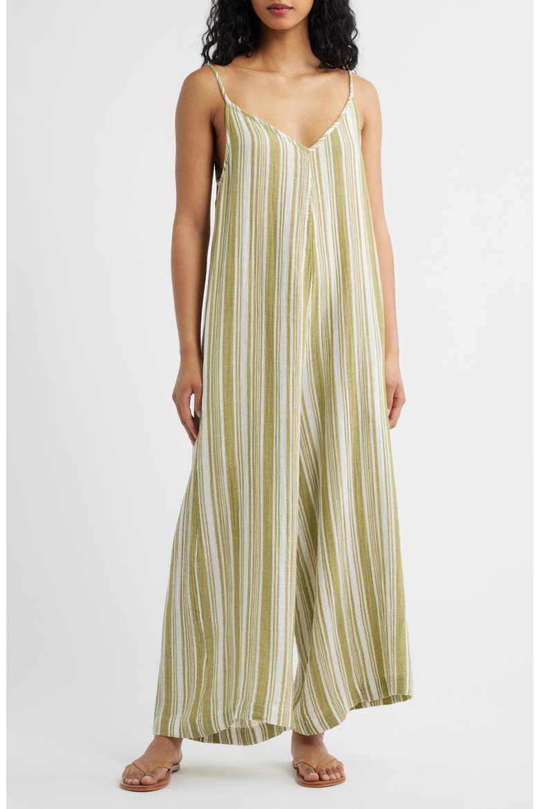 Surf Stripe Wide Leg Jumpsuit, Main, color, OLIVE