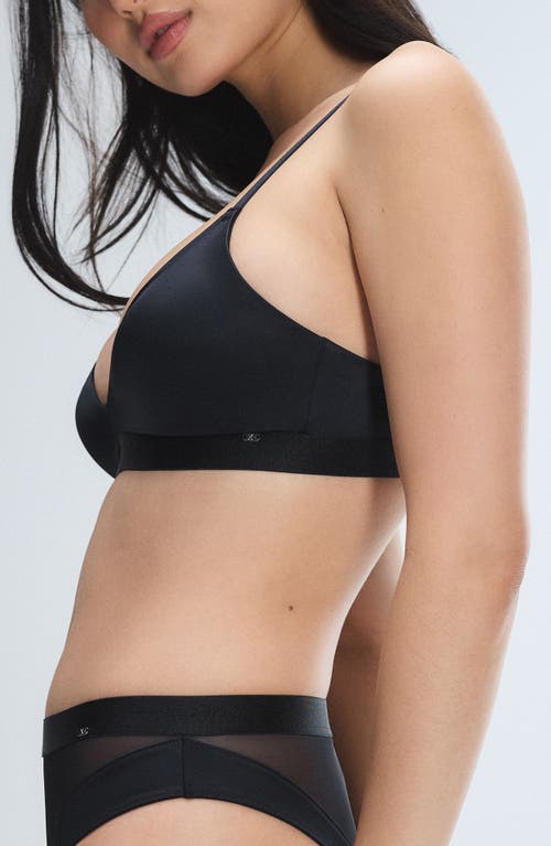 Savage X Fenty Slipper Satin Bralette In Black Caviar
