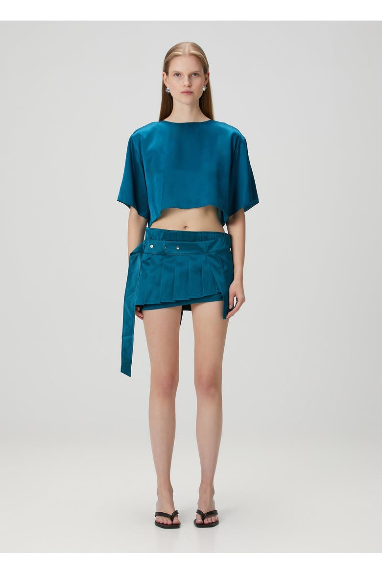 Pure Silk Super Mini Skirt, Alternate, color, BLUE