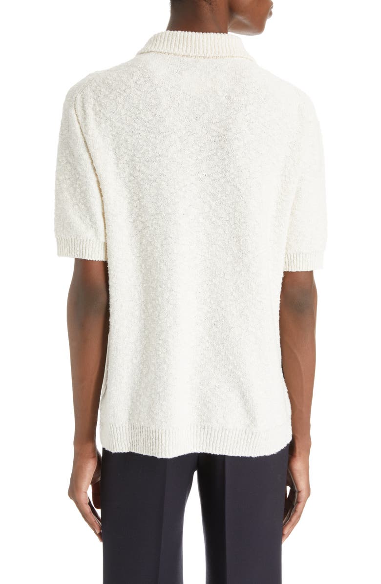 Maison Margiela Cotton Blend Bouclé Polo Sweater, Alternate, color, 
