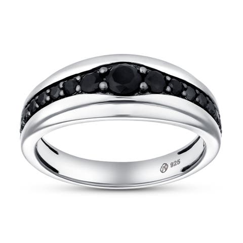 Ren 1CT Diagonal Black Spinel Ring 925 Silver