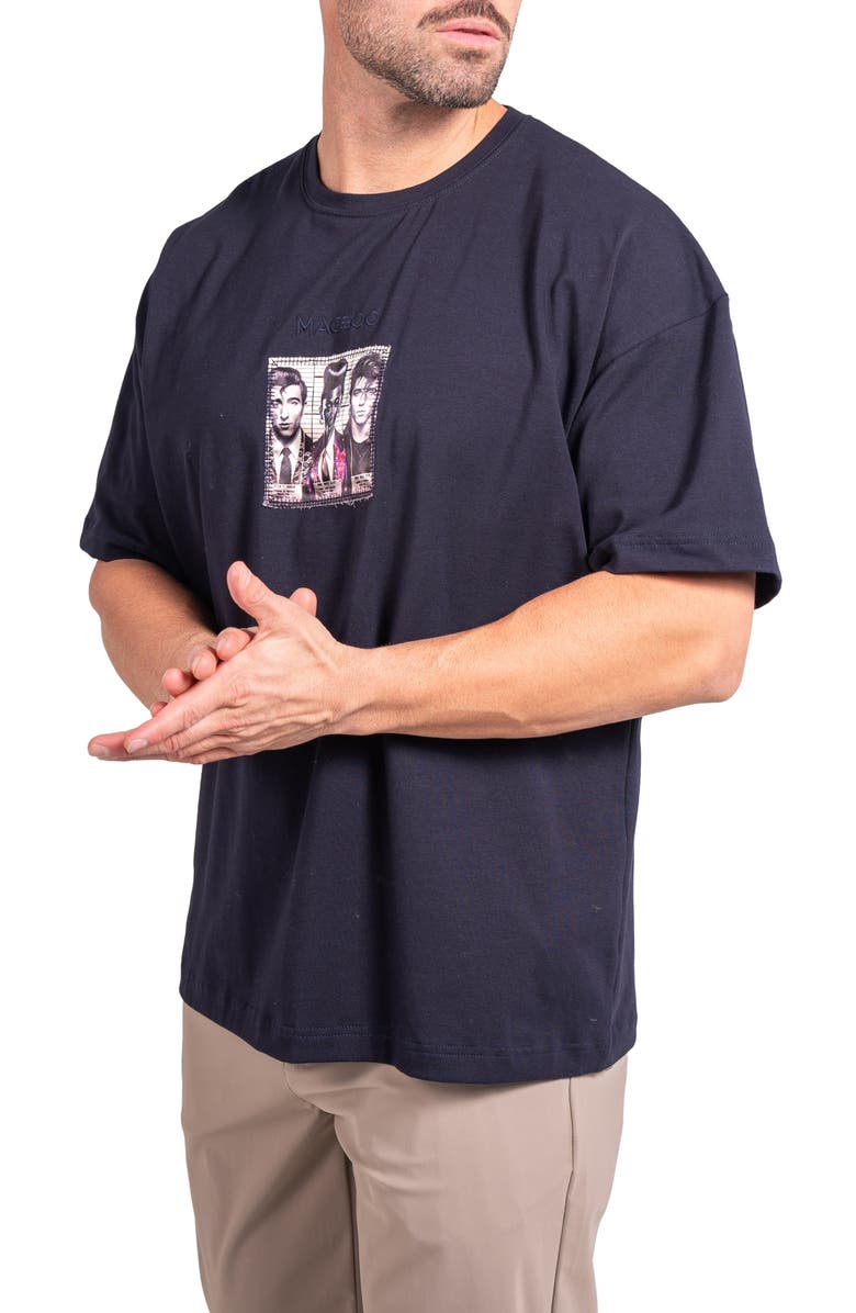 Maceoo Ascension Stars Appliqué Cotton Graphic T-Shirt, Alternate, color, Black