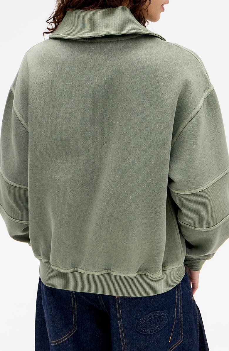 BDG Urban Outfitters Rib Yoke Quarter Zip Sweatshirt, Alternate, color, Grey Green