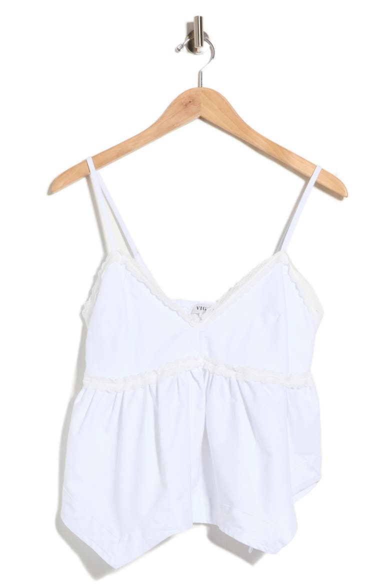 Hanky Hem Lace Trim Tank, Main, color, WHITE