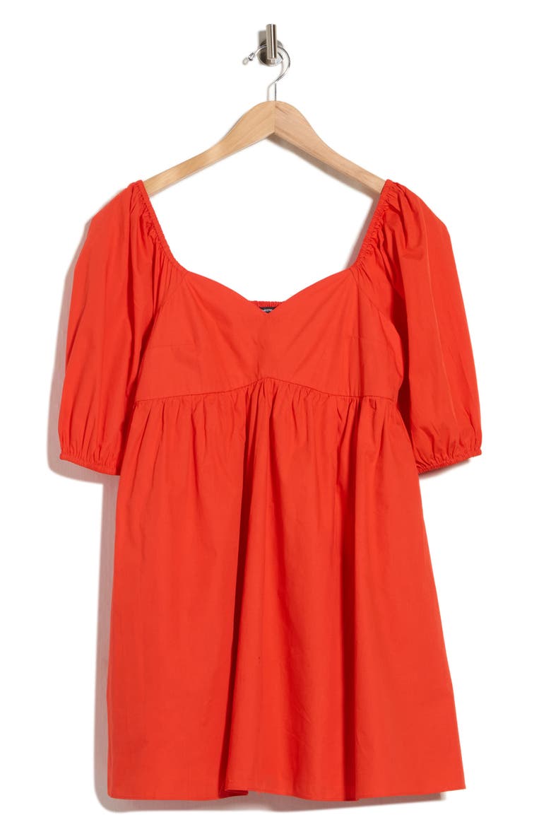 Cambria Puff Shoulder Cotton Minidress, Alternate, color, CANDY APPLE