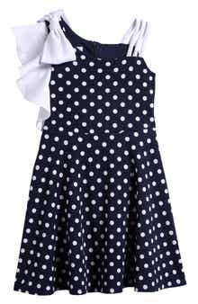 Iris & Ivy Kids' Polka Dot Bow Asymmetric Party Dress