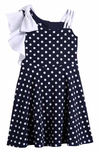 Iris & Ivy Kids' Polka Dot Bow Asymmetric Party Dress