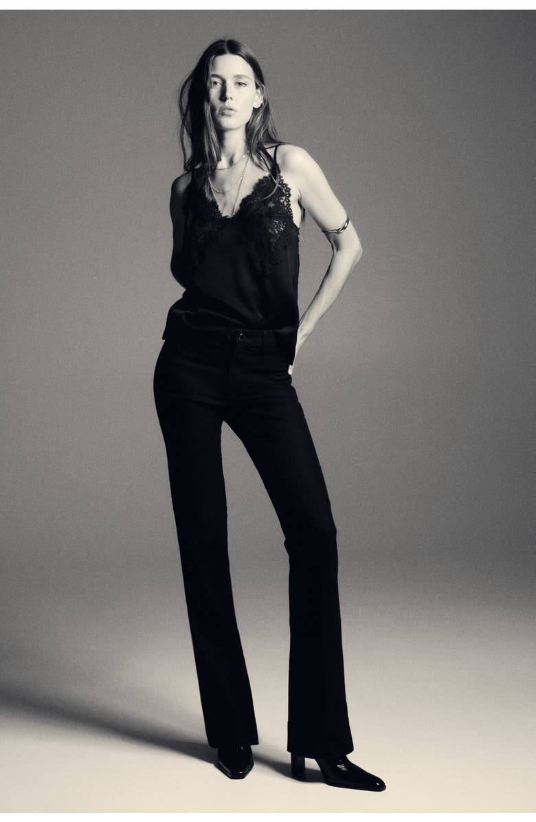 H&M Flared High Jeans, Alternate, color, Denim Black