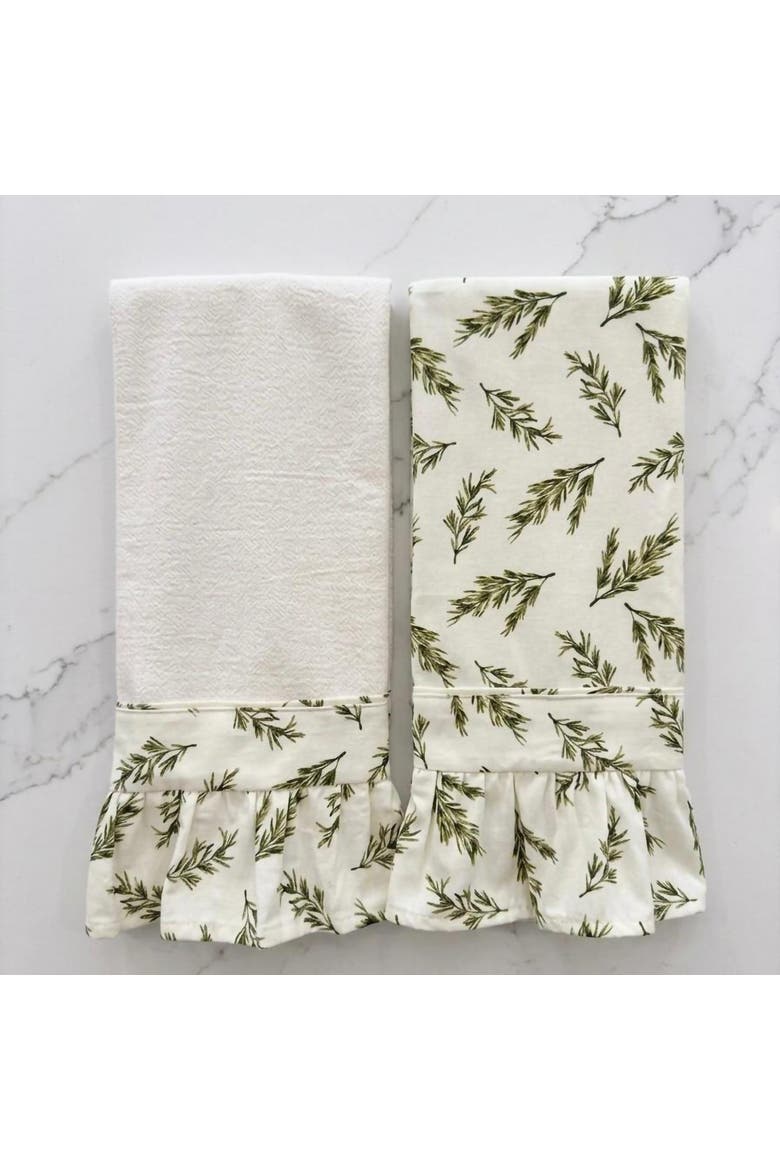 Rosemary Ruffled Kitchen Towels - Set of 2, Alternate, color, White