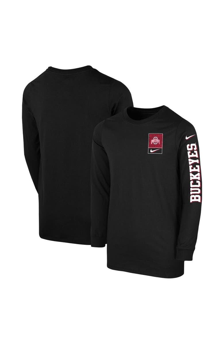 Nike Youth Nike Black Ohio State Buckeyes Two-Hit Long Sleeve T-Shirt, Main, color, 