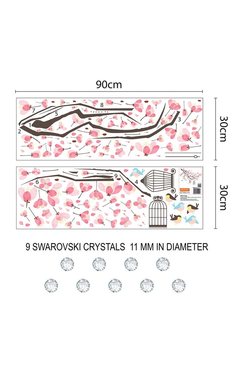 WALPLUS Crystal Cherry Blossom Tree Wall Sticker, Alternate, color,