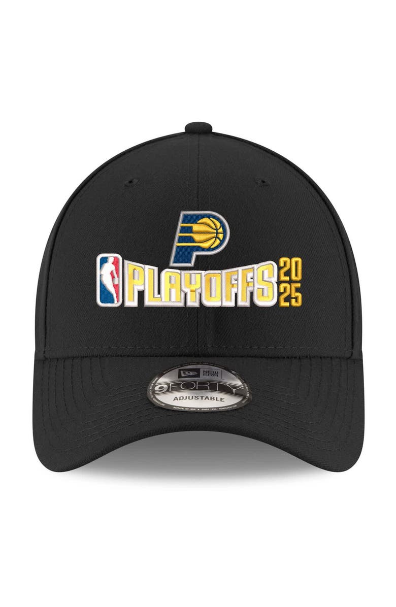 New Era Men's New Era Black Indiana Pacers 2025 NBA Playoffs 9FORTY A-Frame M-Crown Adjustable Hat, Alternate, color, 