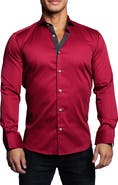Maceoo Einstein Dotline Red Contemporary Fit Button-Up Shirt