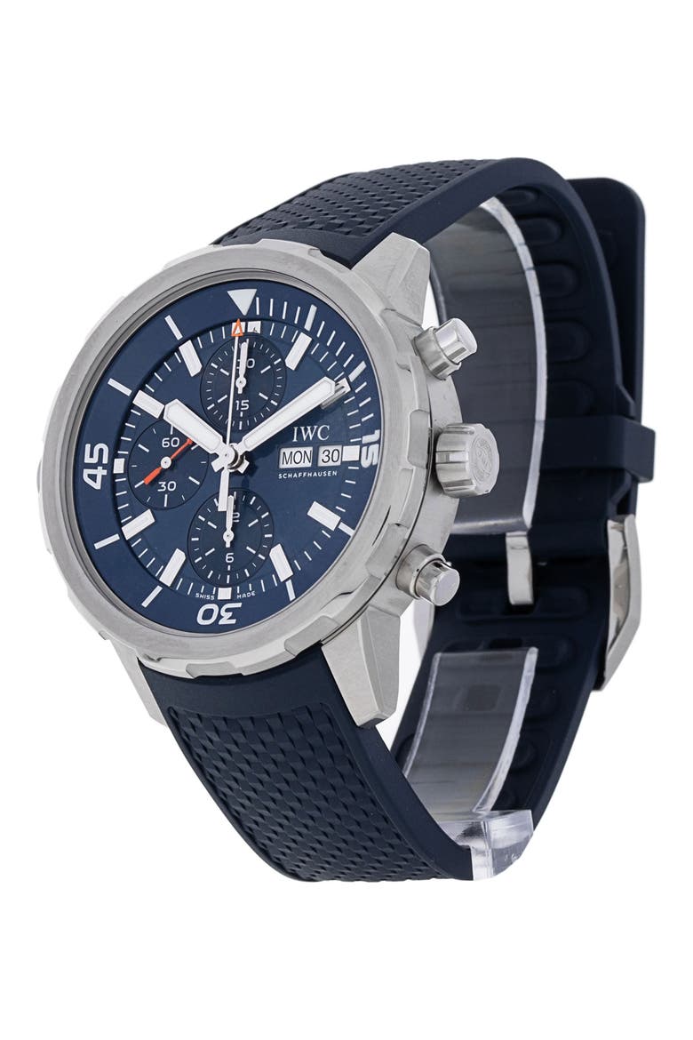 IWC Preowned 2018 Aquatimer Rubber Strap Chronograph Watch, 44mm, Alternate, color, BLUE