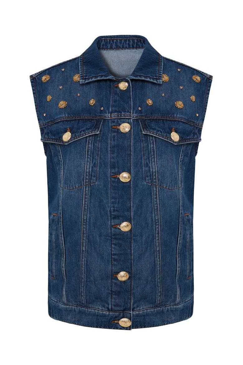Serena Denim Vest, Alternate, color, INDIGO