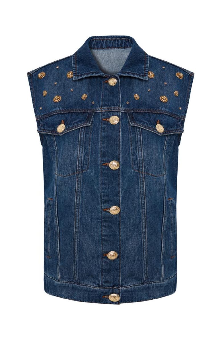 Exquise Serena Denim Vest, Alternate, color, Indigo