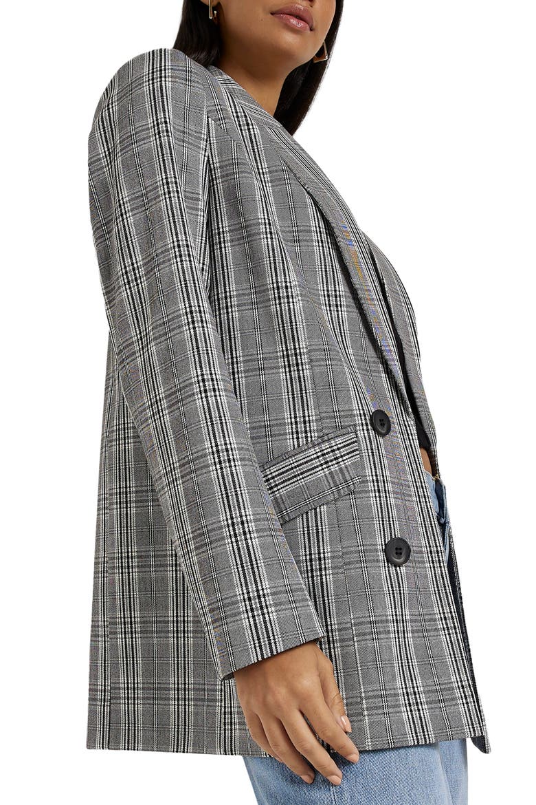 Check Double Breasted Blazer, Alternate, color, GREY