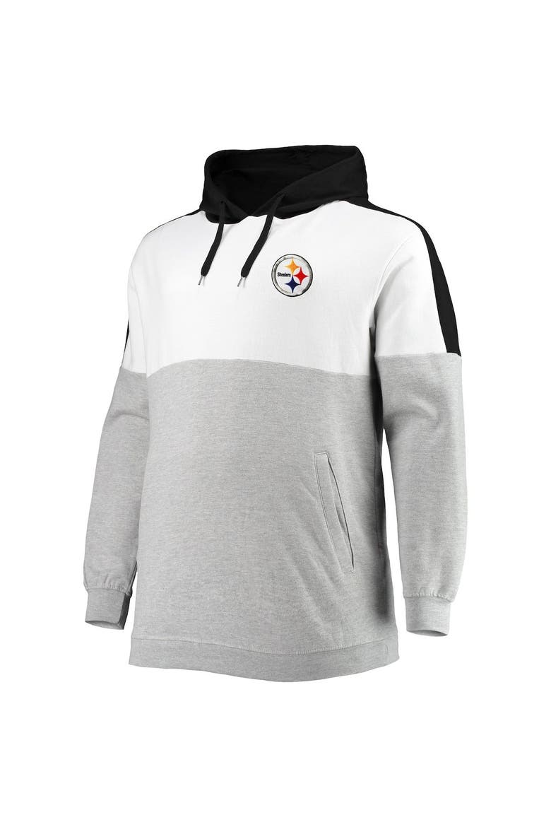 Men's Black/Heathered Gray Pittsburgh Steelers Big & Tall Team Logo Pullover Hoodie, Alternate, color, Black