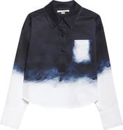 Jason Wu Collection Smudged Button Front Stretch Cotton Canvas Top