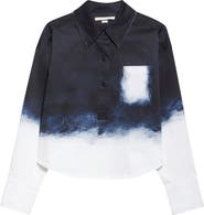 Jason Wu Collection Smudged Button Front Stretch Cotton Canvas Top