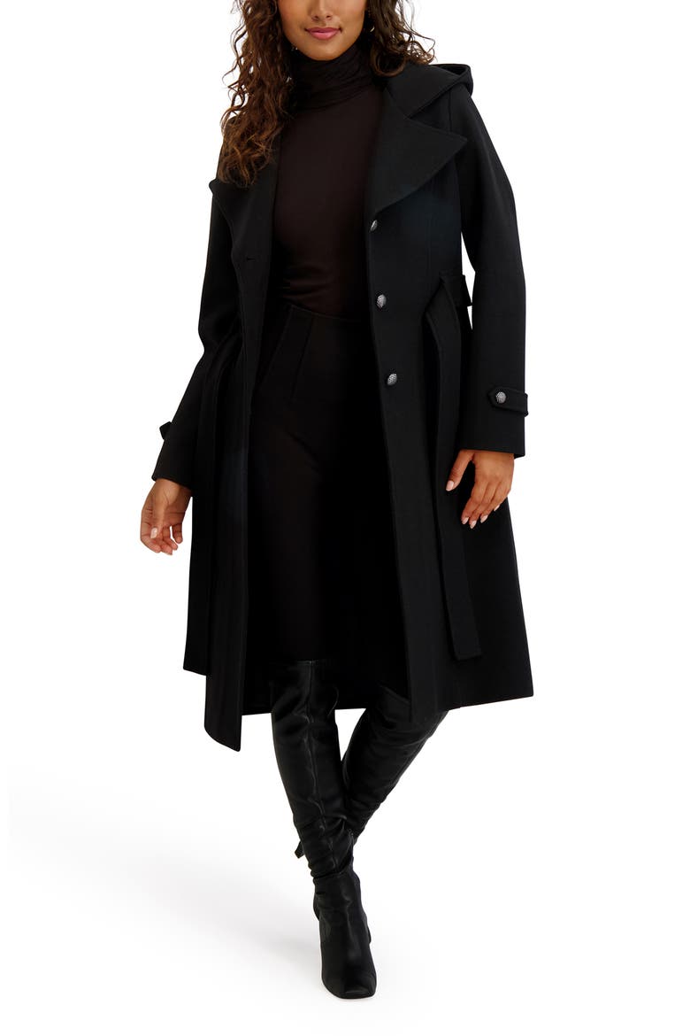 Belted Plush Trench Coat, Alternate, color, BLACK