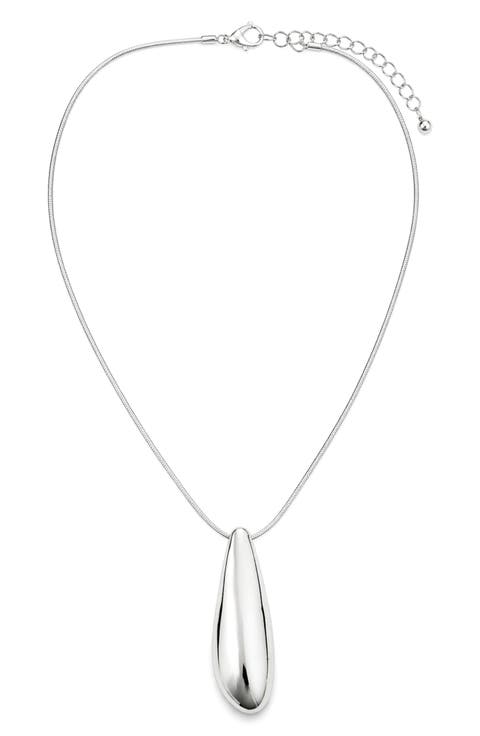 Linear Teardrop Pendant Necklace