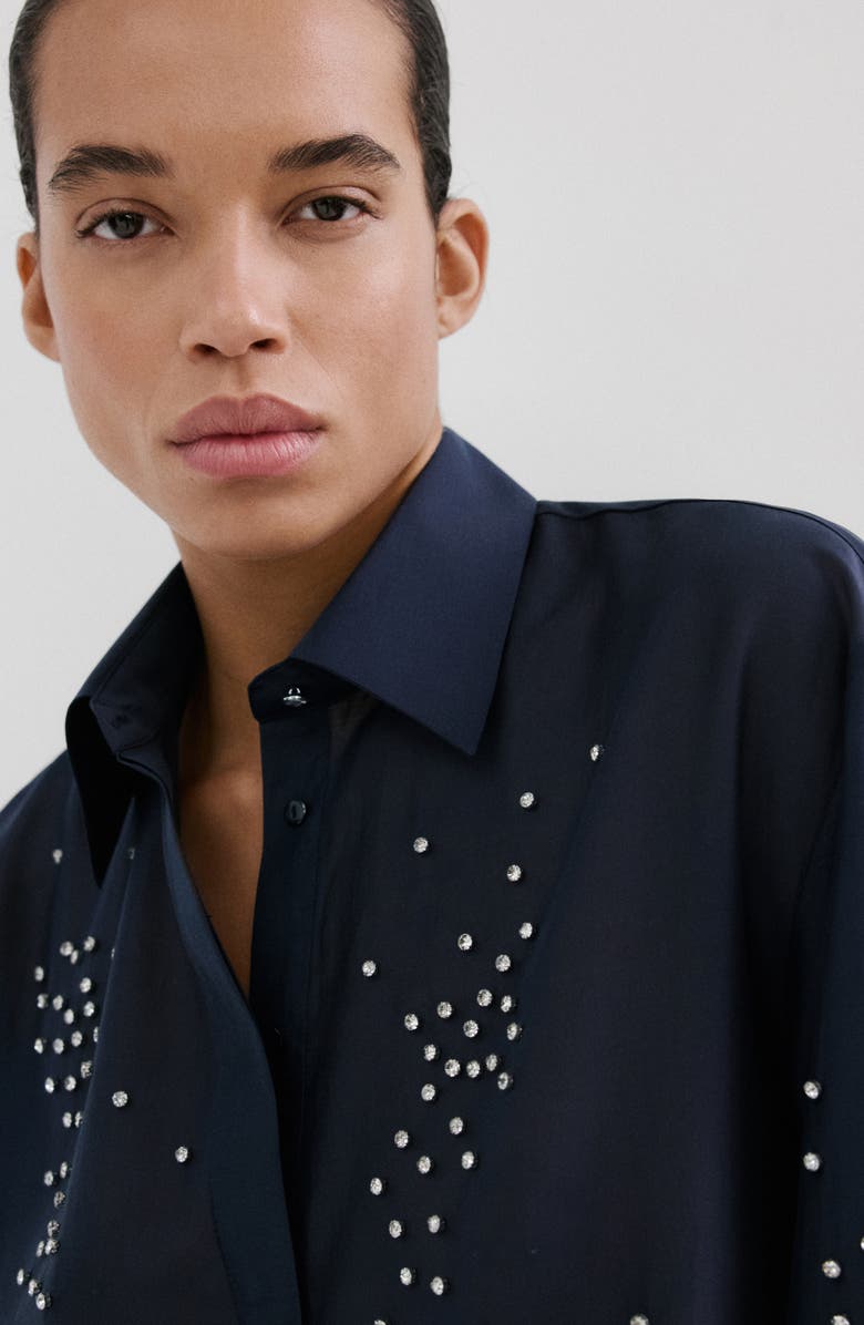 MANGO Rhinestone Button-Up Shirt, Alternate, color,