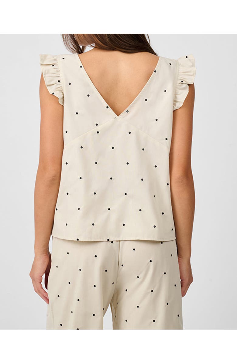 WeWoreWhat Ruffle Sleeve Boxy Top, Alternate, color, Oat/Black