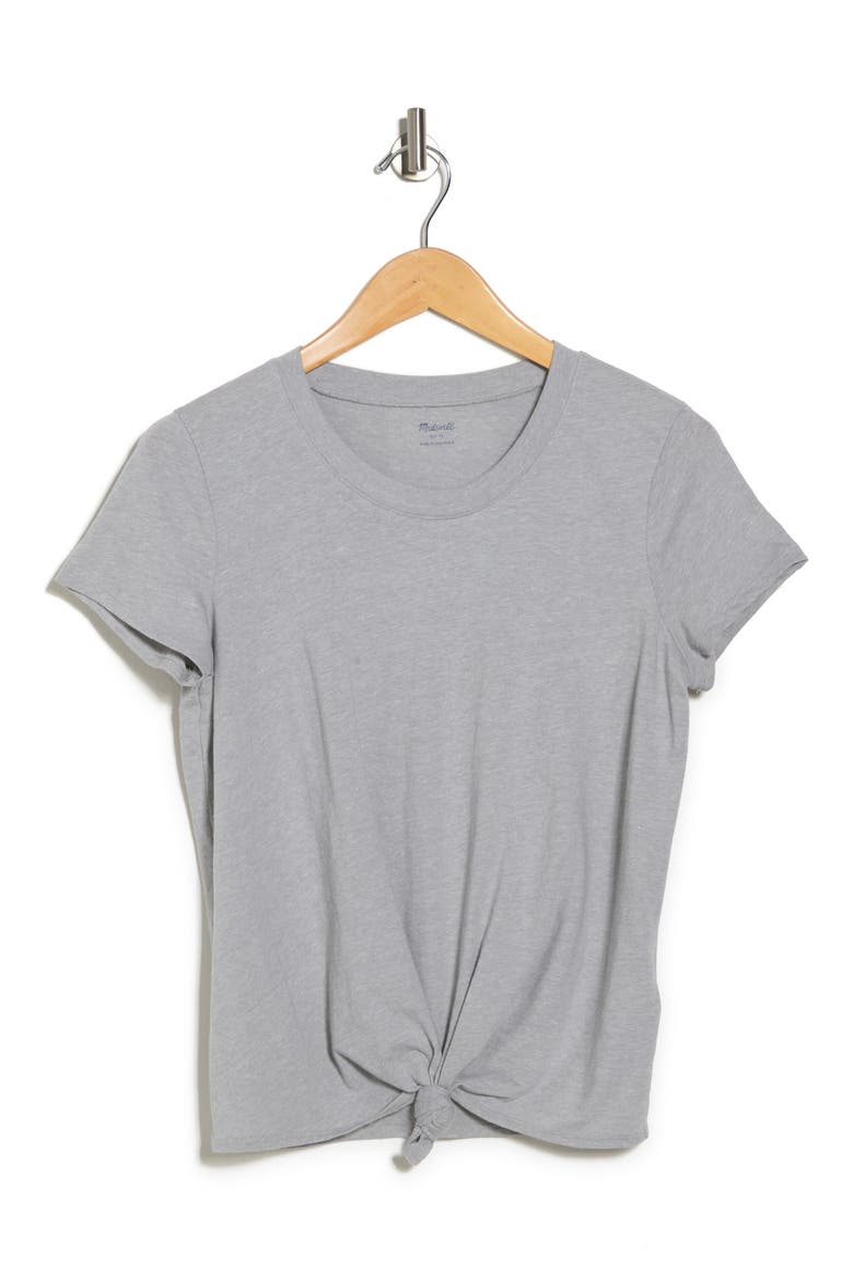 Knot Front Tee, Alternate, color, LIGHT HTHR GREY