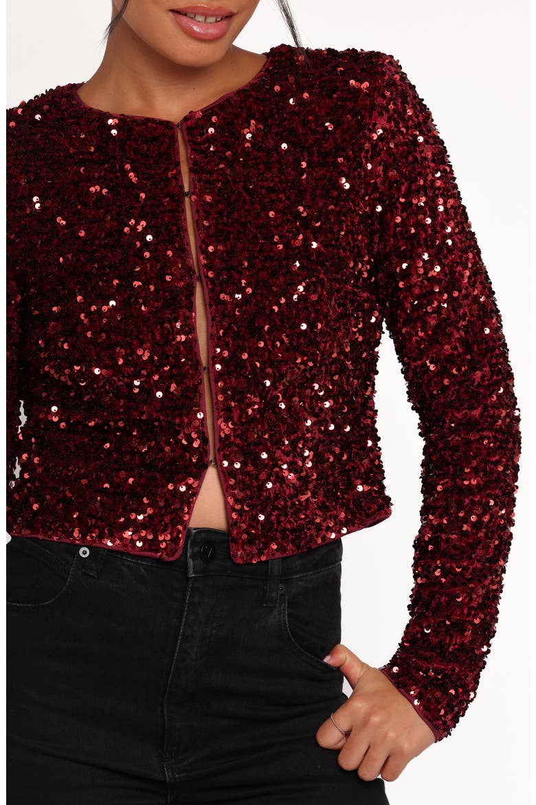 Scarlette Sequin Crop Jacket, Alternate, color, BURGUNDY SEQUIN