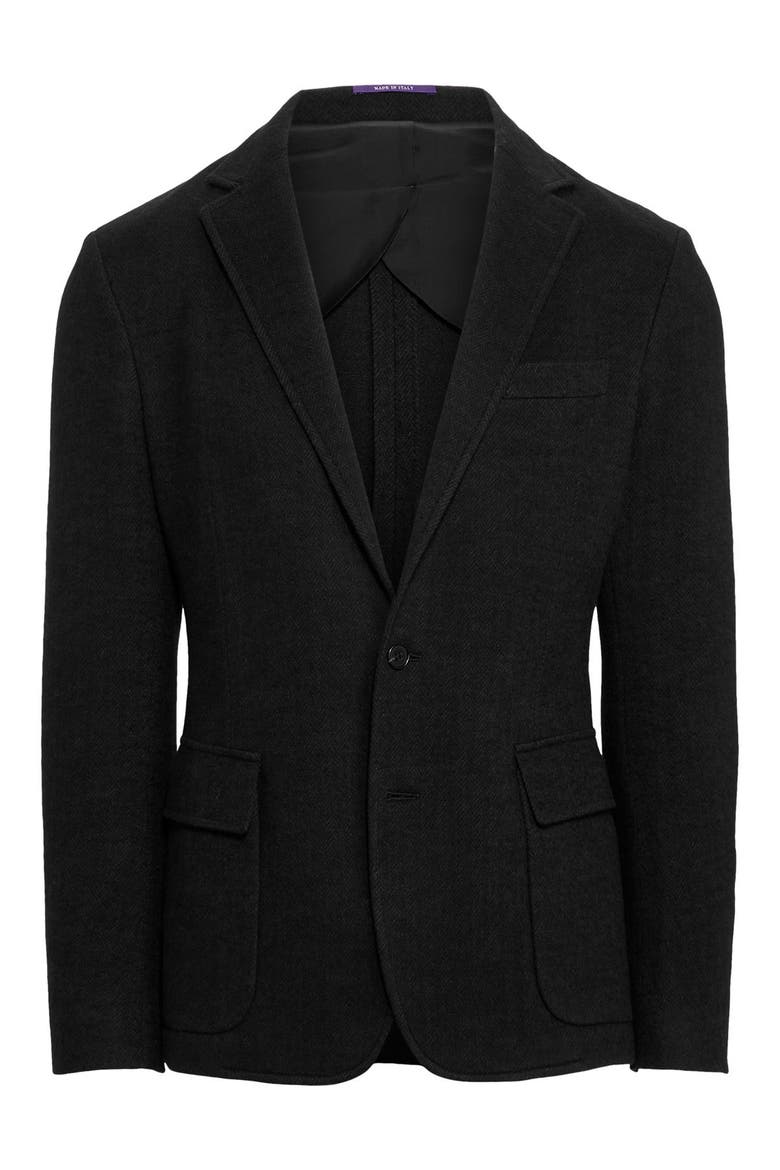 Hadley Herringbone Jersey Sport Coat, Alternate, color, BLACK